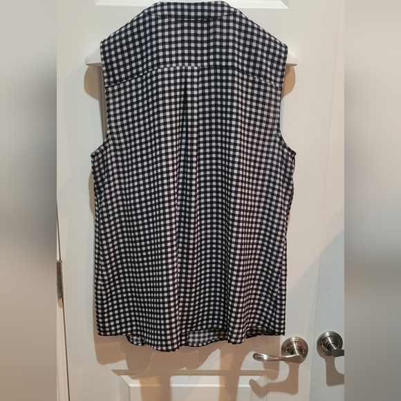 NY COLLECTION tank top black and white plaid top size xl women's sleeveless - Picture 3 of 5